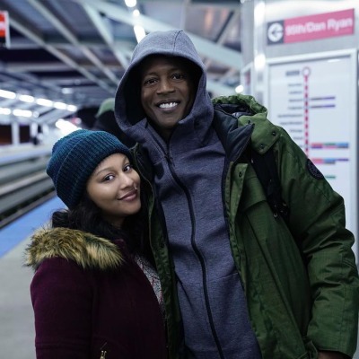 Aliyah Royale hugging her friend at a subway.